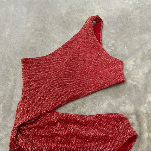 New! Beach Riot Red Metallic Celine One Shoulder One Piece Swimsuit 24035 - Picture 6 of 10
